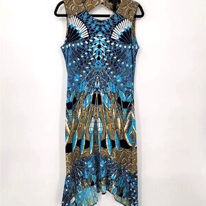 BCBGMaxAzria Blue and Black High Low Dress